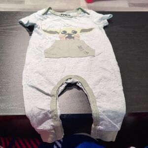 Grogu Gray and Green Kids One Piece